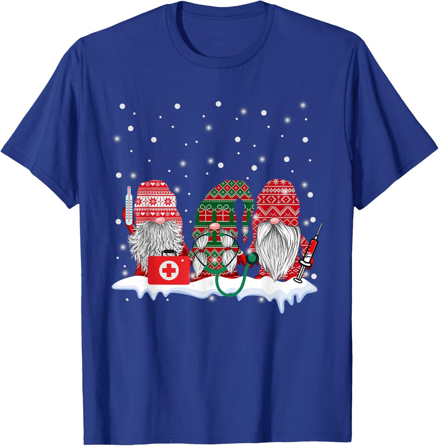 Funny Nurse Gnomes Santa Christmas Nursing Lover Gifts T-Shirt - T-Shirt | Royal