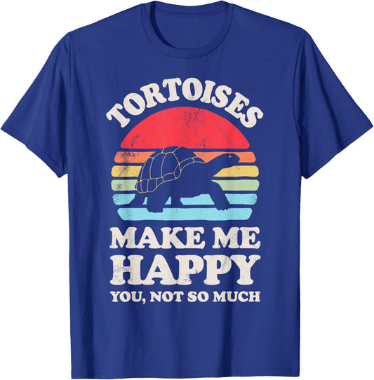 Tortoises Make Me Happy Funny Tortoise Turtle Reptile Retro T-Shirt - T-Shirt | Royal