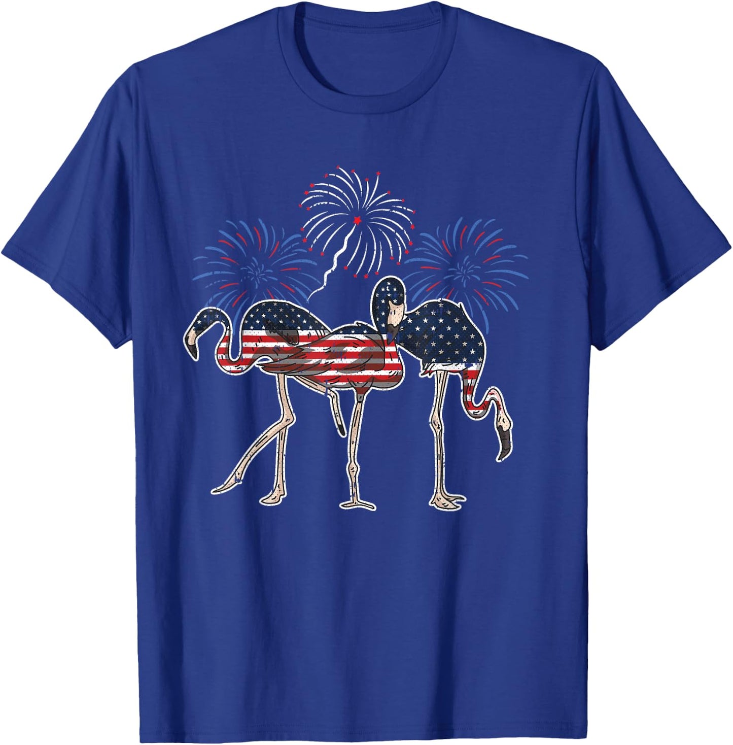 Flamingo American Flag 4th Of July Cute Animal Patriotic T-Shirt - T-Shirt | Royal