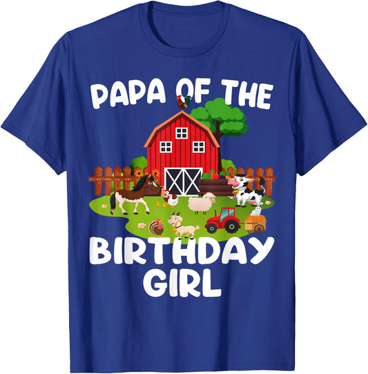 Barnyard Birthday Farm Animals Papa Birthday Girl T-Shirt - T-Shirt | Royal