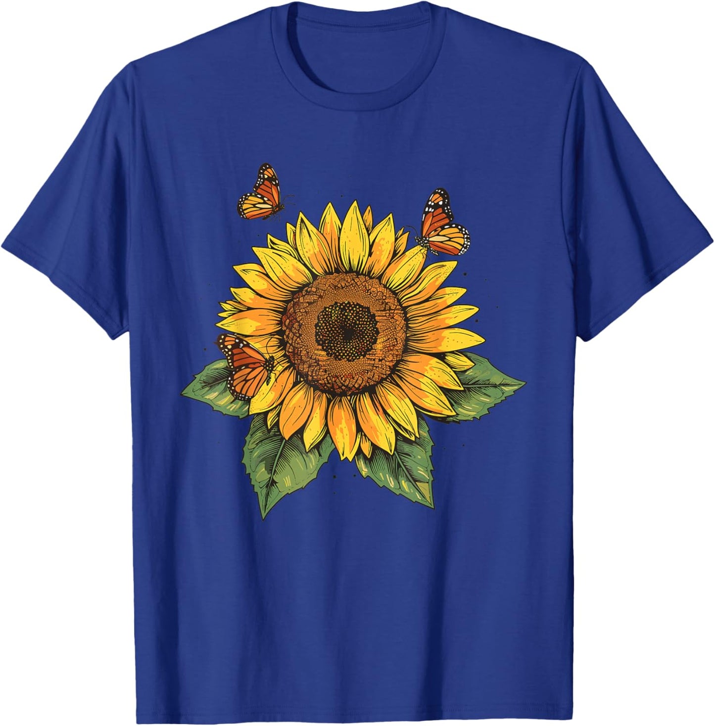 Sunflower and Butterfly T-Shirt - T-Shirt | Royal