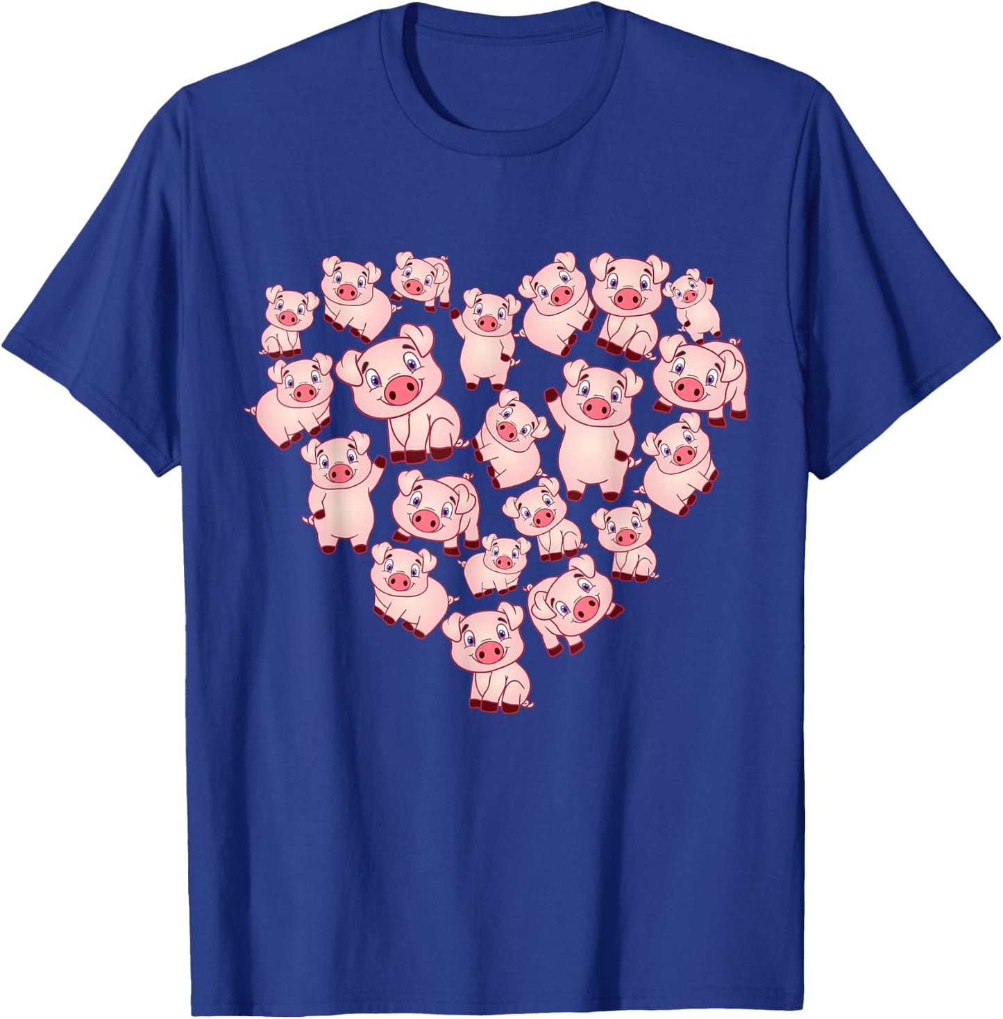 Pig Shirts Girls Kids Heart Shape Poses Cute Pig T-Shirt - T-Shirt | Royal