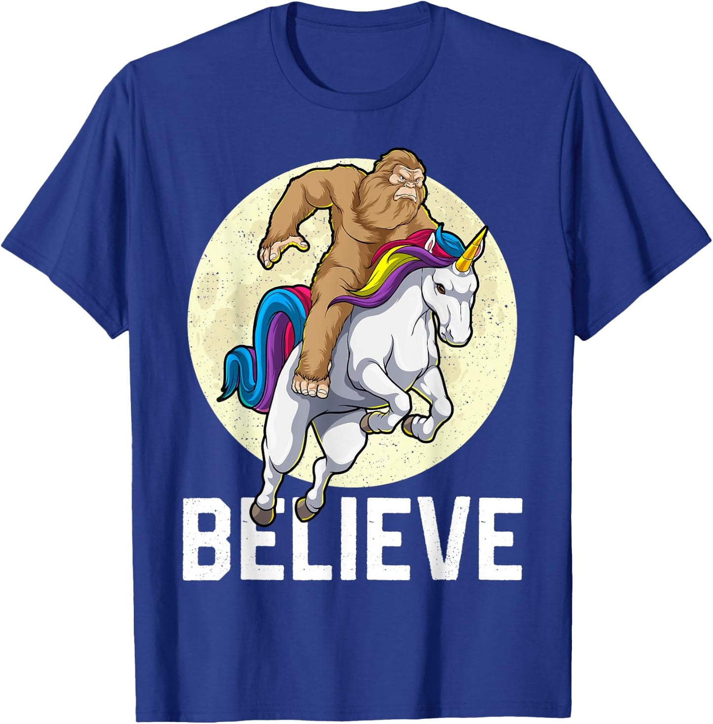 Bigfoot Unicorn Shirt Believe Funny Sasquatch Cryptozoology T-Shirt - T-Shirt | Royal