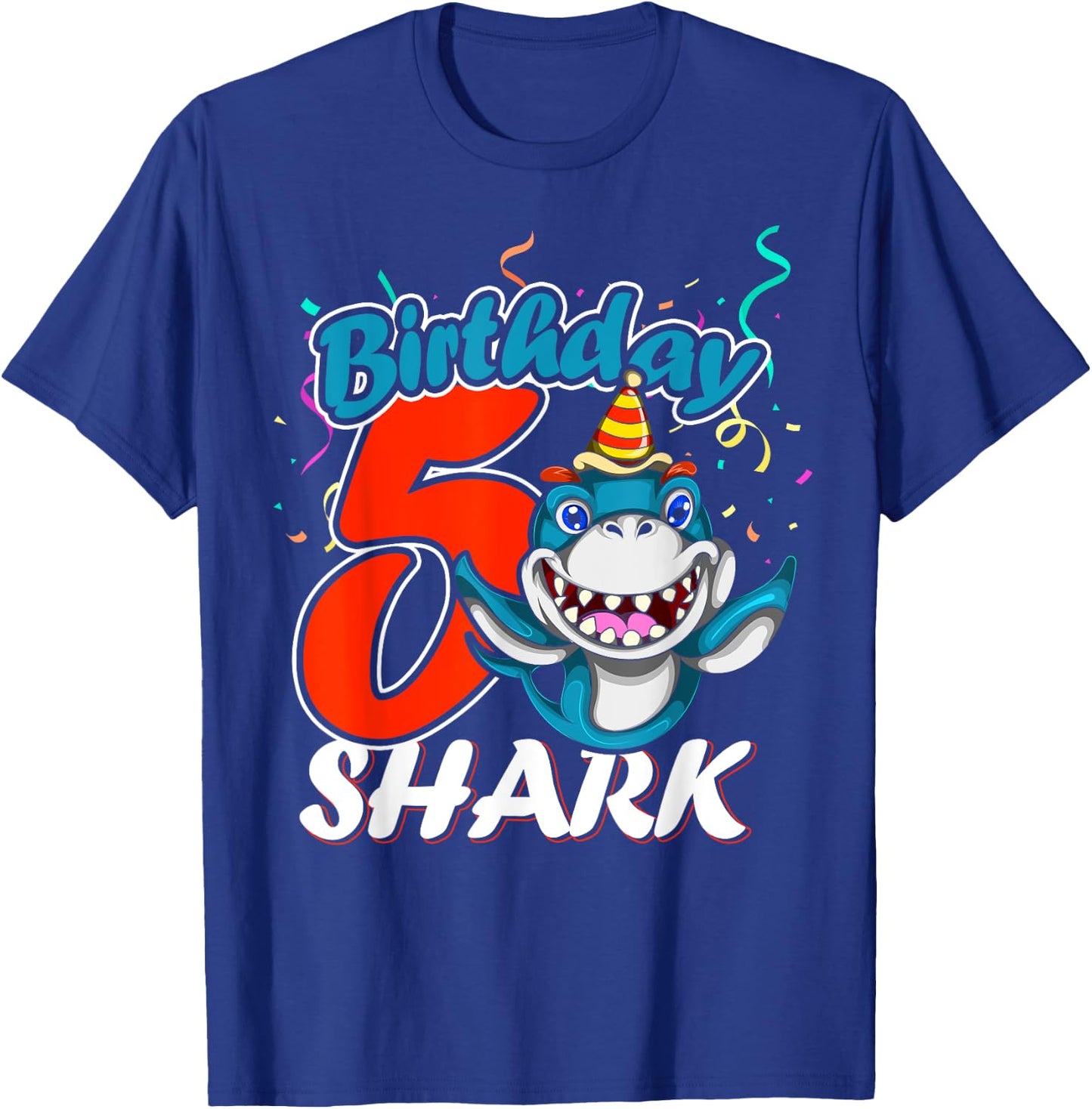 5 Years Old Birthday Shark Boy Gifts 5 Birthday T-Shirt - T-Shirt | Royal