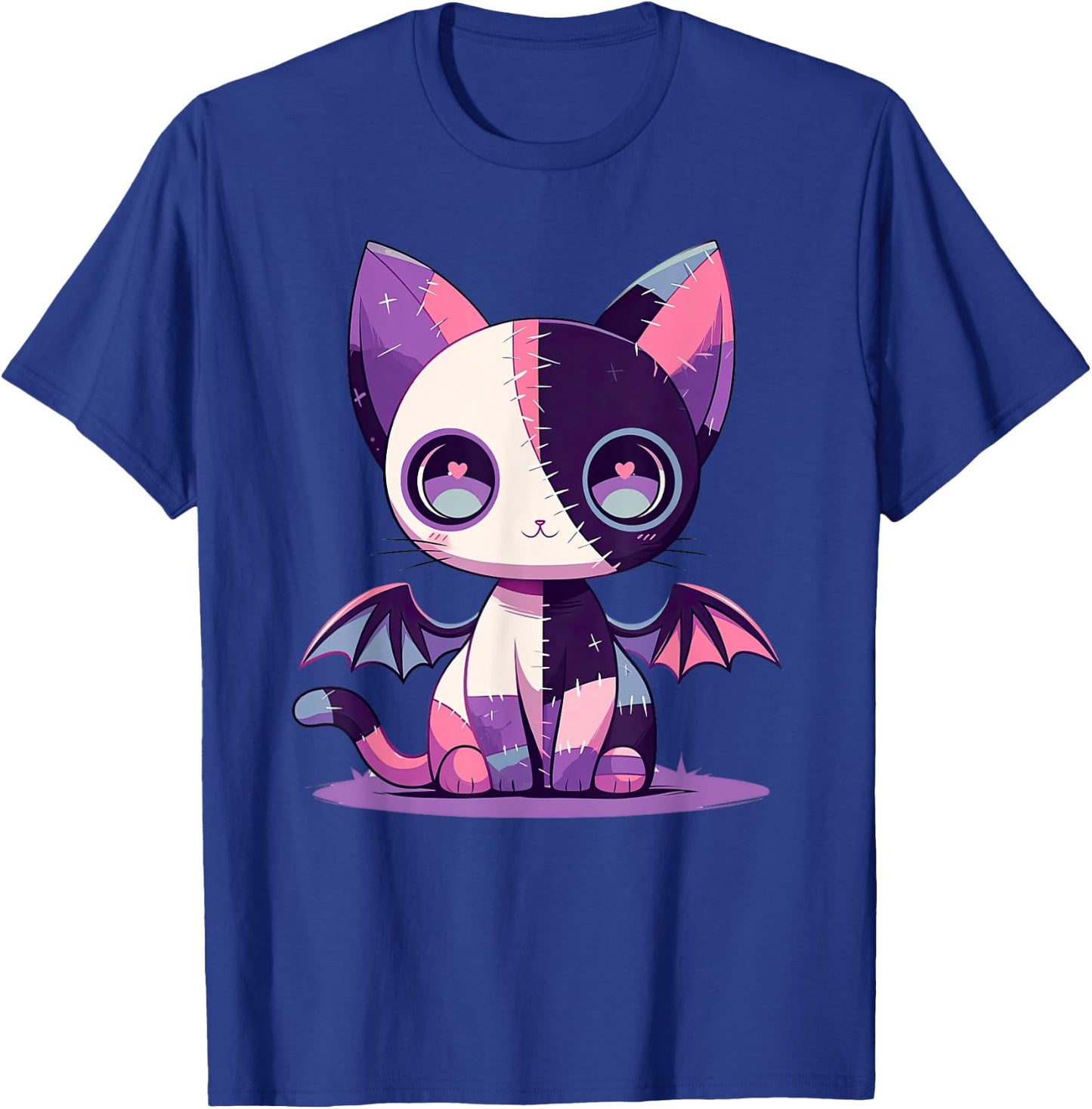 Kawaii Pastel Goth Creepy Cute Witchy Zombie Patchwork Cat T-Shirt - T-Shirt | Royal