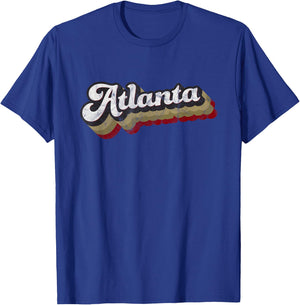 Atlanta Soccer Distressed Retro Baseball Script 404 United T-Shirt - T-Shirt | Royal