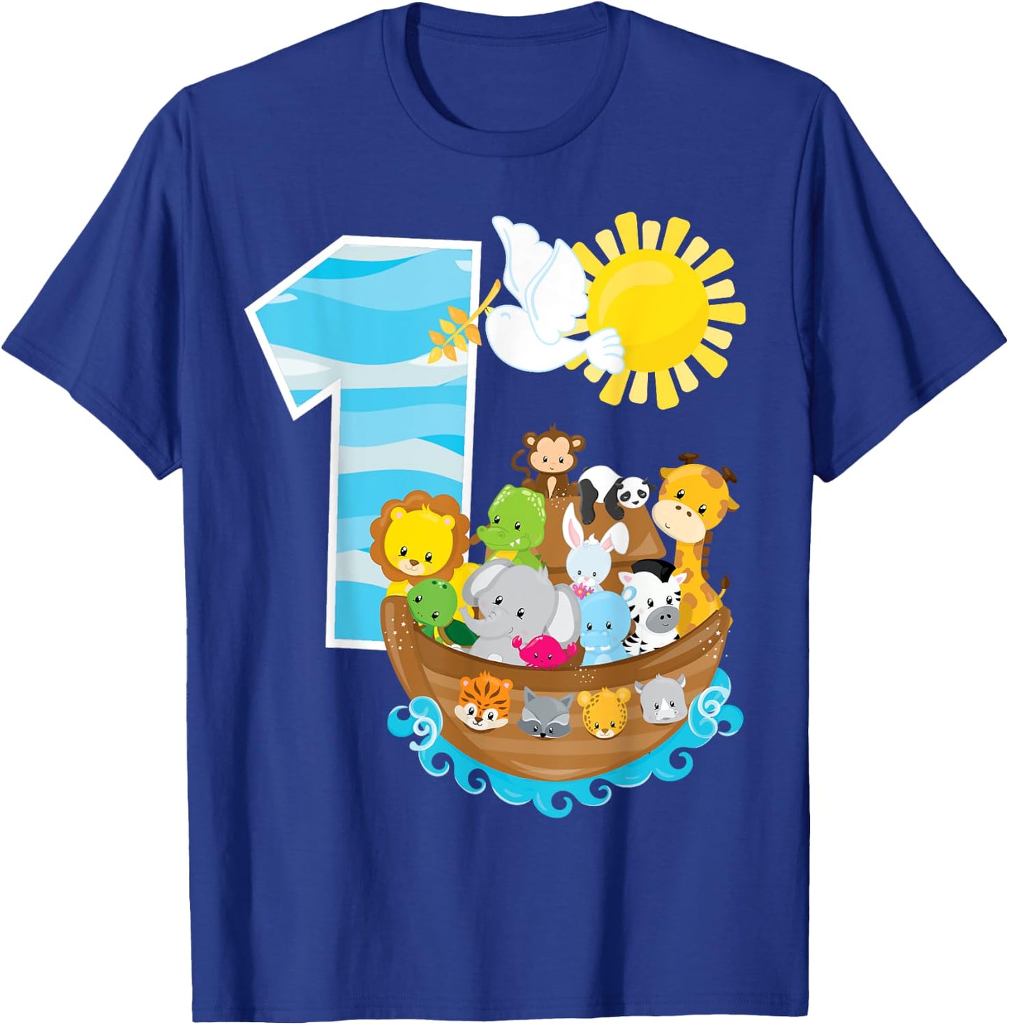 Noah's Ark Birthday Party 1st Birthday 1 Year Old Toddler T-Shirt - T-Shirt | Royal