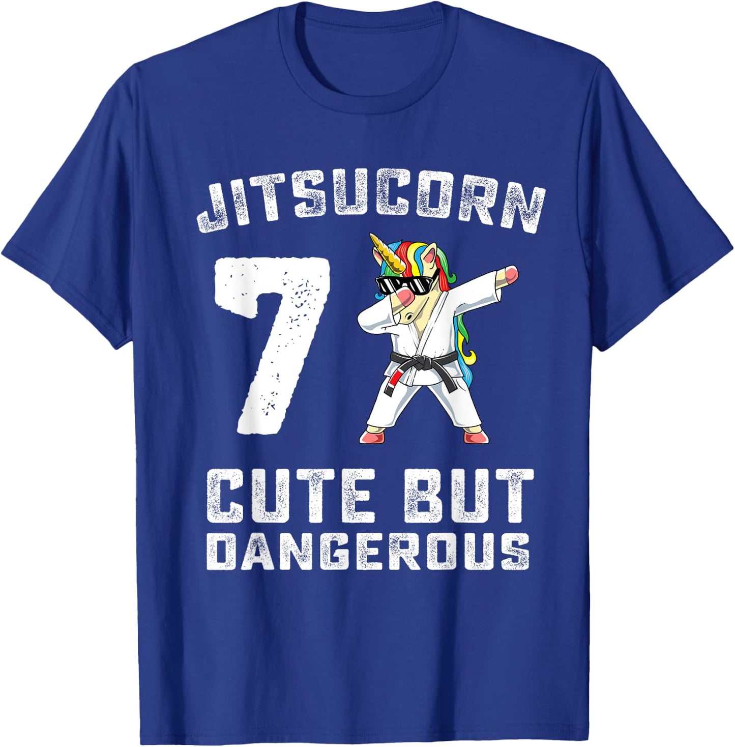 7 Year Old Jiu Jitsu Birthday Gift BJJ Dabbing Unicorn Girl T-Shirt - T-Shirt | Royal
