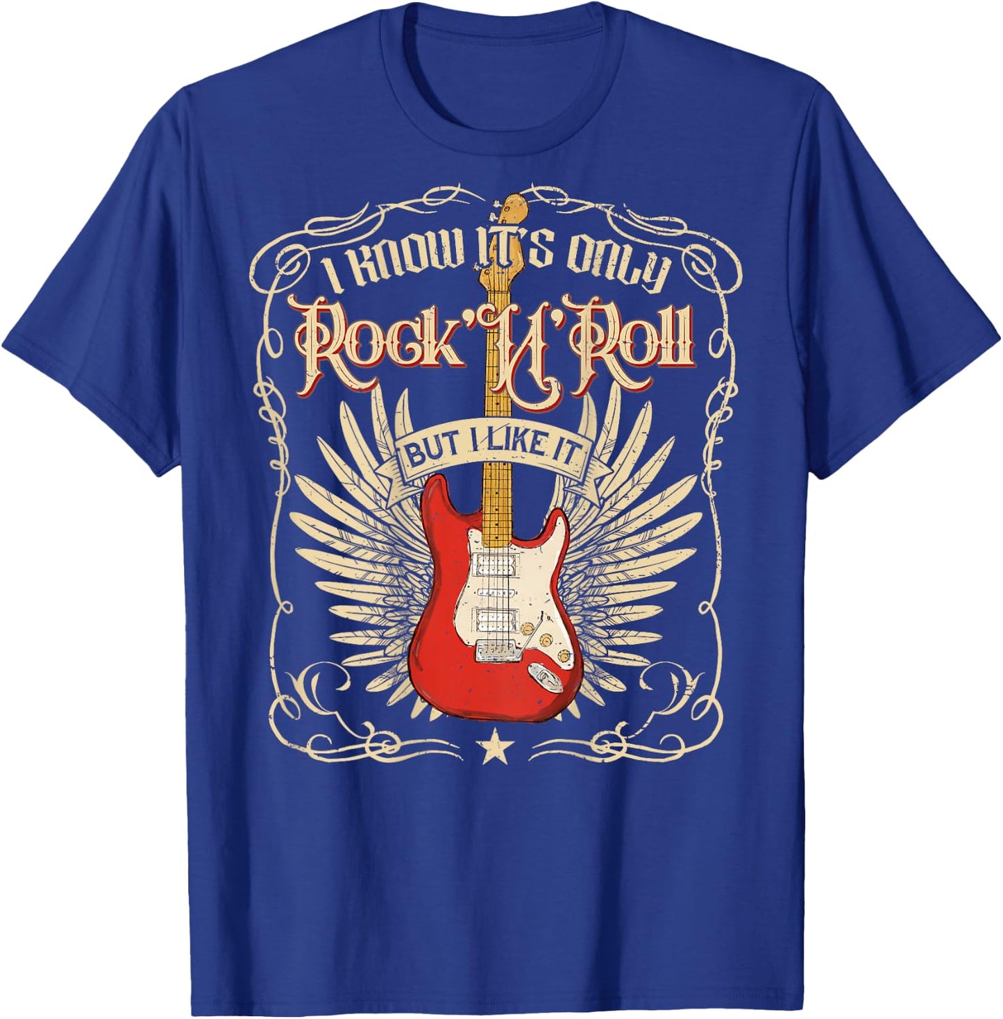 I Know It's Only Rock'n'Roll But I Like It, Rock Music Back T-Shirt - T-Shirt | Royal