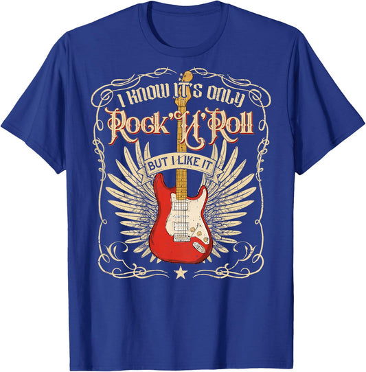 I Know It's Only Rock'n'Roll But I Like It, Rock Music Back T-Shirt - T-Shirt | Royal