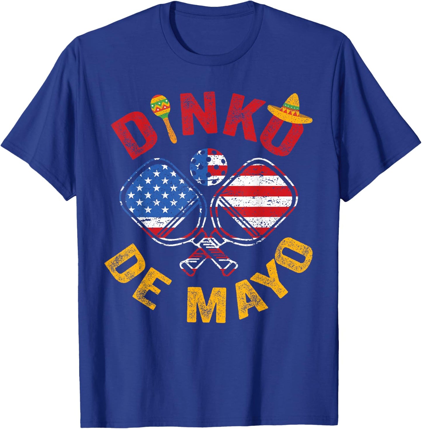 US Flag Cinco De Mayo Pickleball Dinking Dinko De Mayo T-Shirt - T-Shirt | Royal