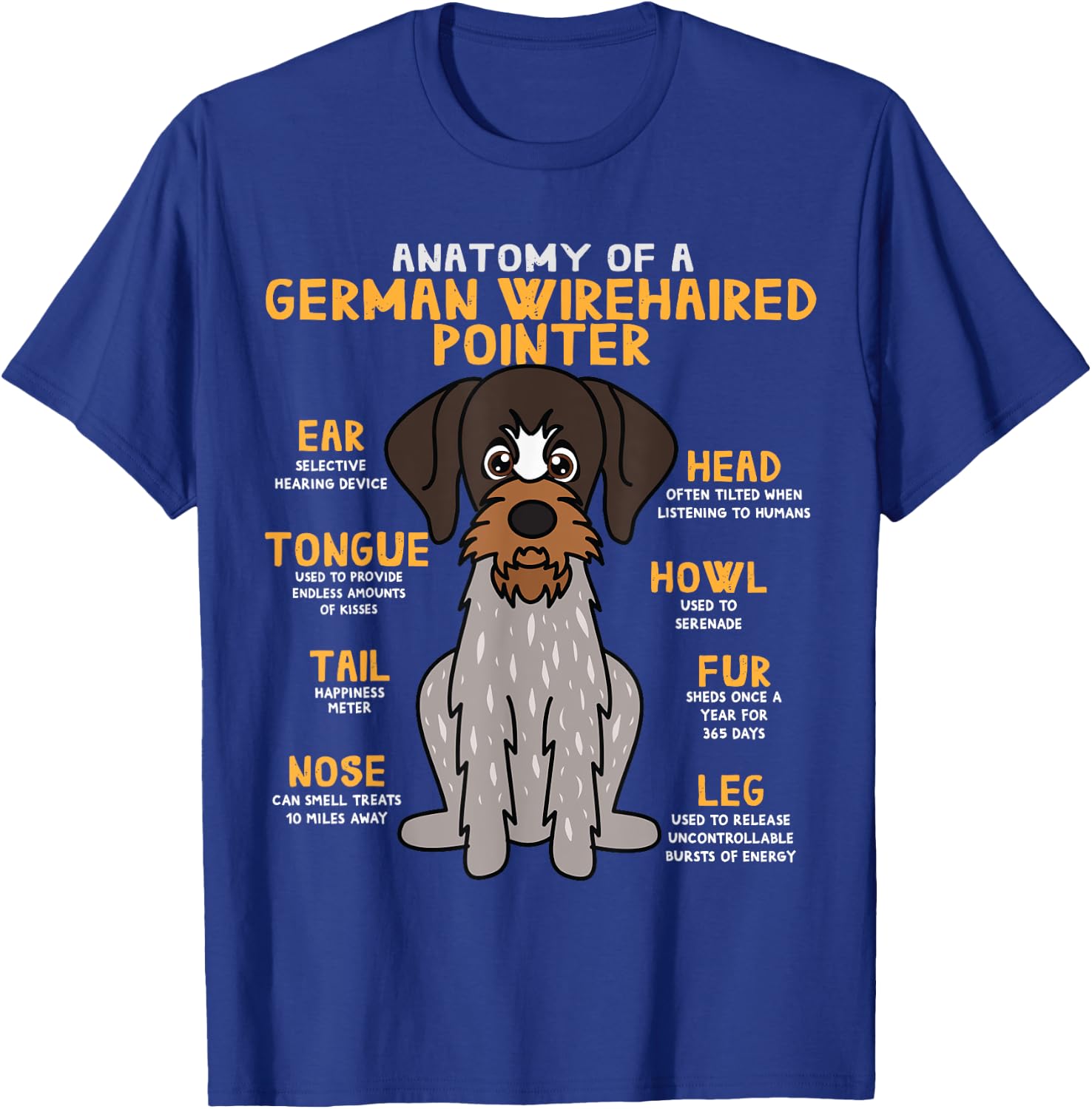 Deutscher Wirehaired Zeiger-lustige Geschenke Co German Wirehaired Pointer Anatomy Funny Dog Mom T-Shirt - T-Shirt | Royal