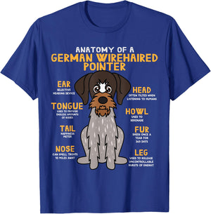 Deutscher Wirehaired Zeiger-lustige Geschenke Co German Wirehaired Pointer Anatomy Funny Dog Mom T-Shirt - T-Shirt | Royal