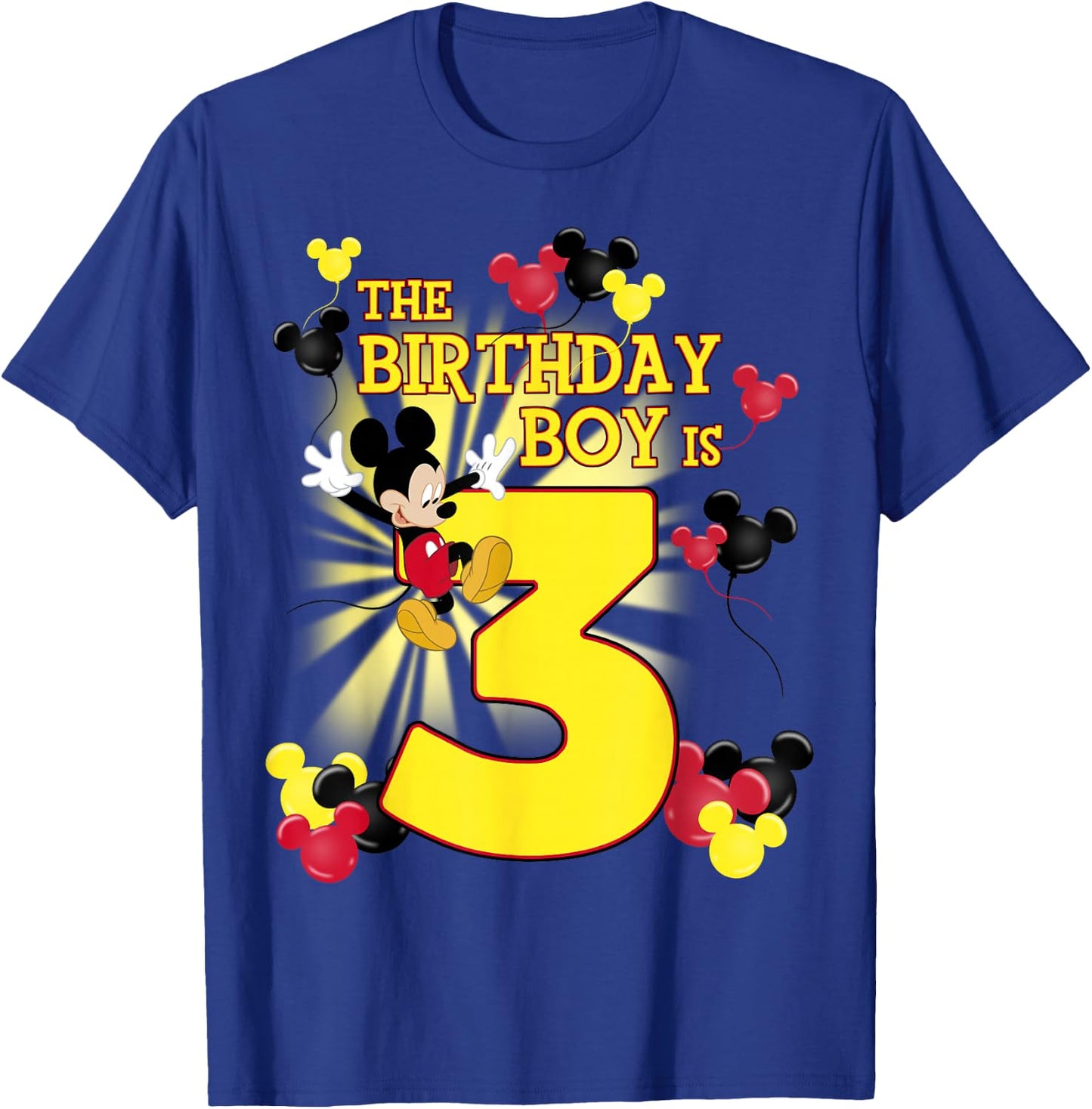 Disney Mickey and Friends Mickey 3rd Birthday Boy Small T-Shirt - T-Shirt | Royal