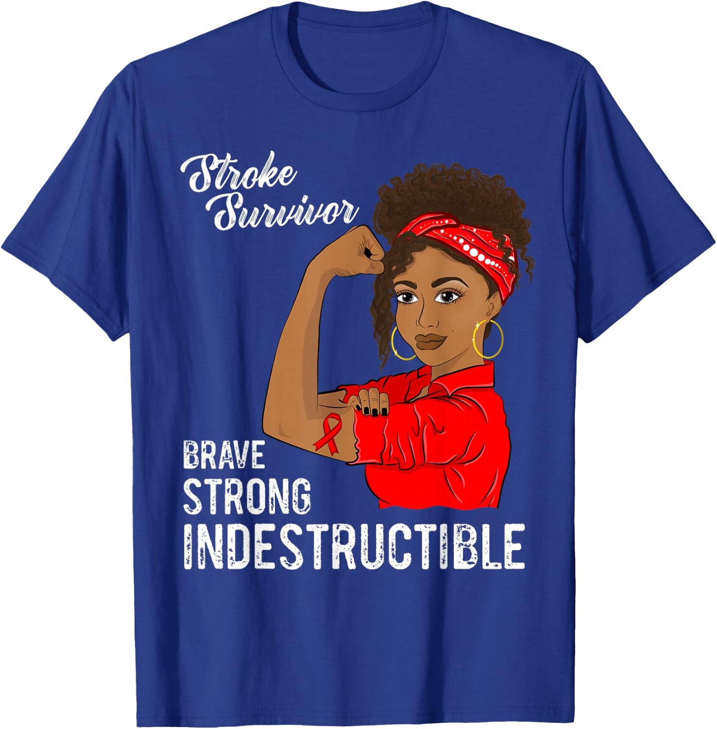Stroke Survivor Indestructible Warrior Awareness T-Shirt - T-Shirt | Royal