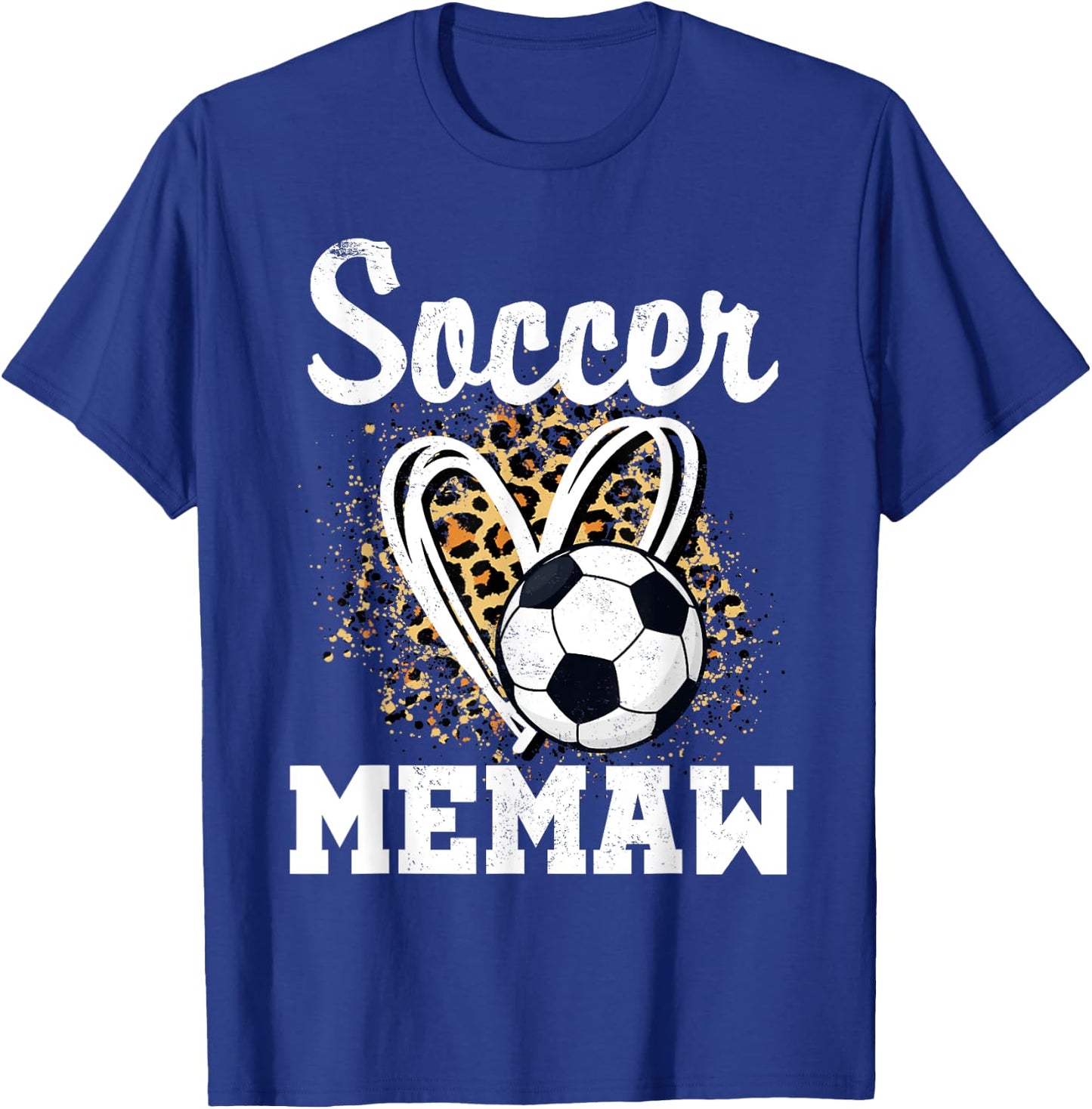 Soccer Memaw Leopard Heart Matching Family T-Shirt - T-Shirt | Royal