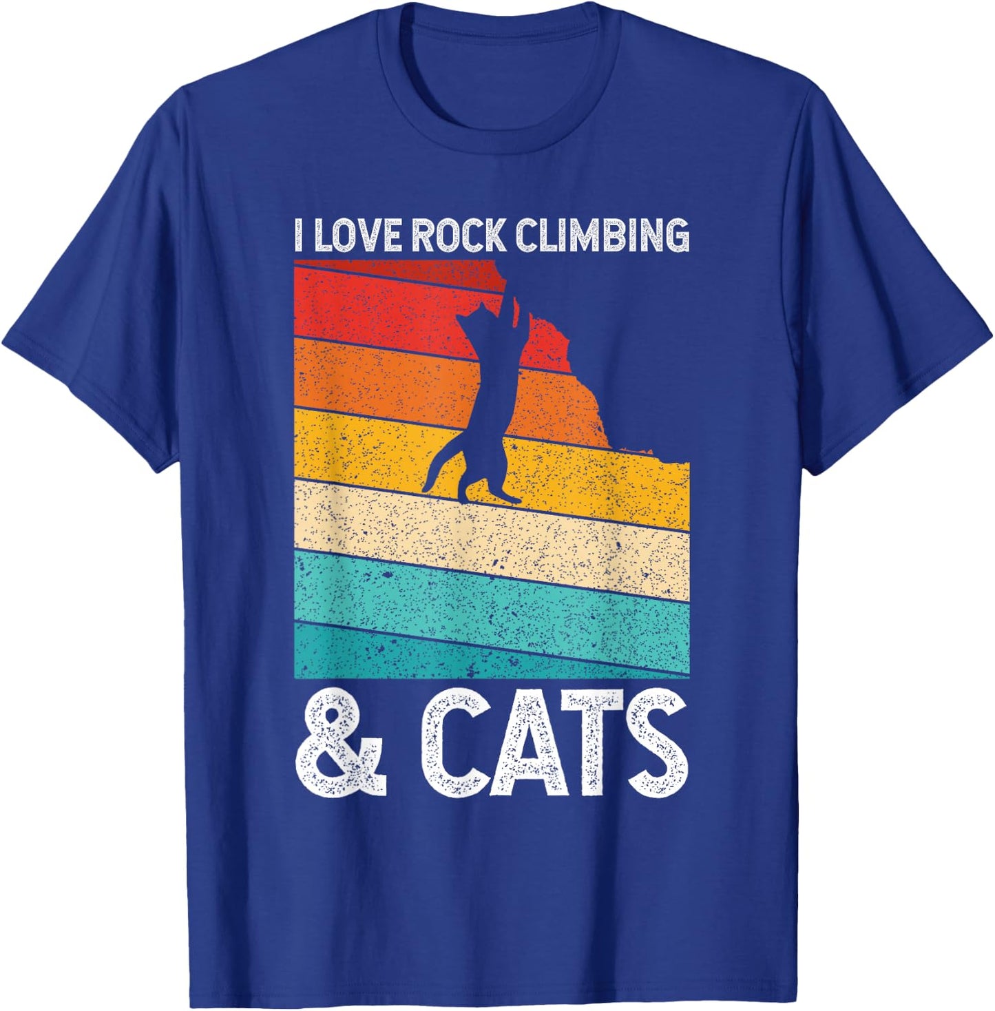 I Love Rock Climbing & Cats Cute Kitty Cat Lover Gift T-Shirt - T-Shirt | Royal