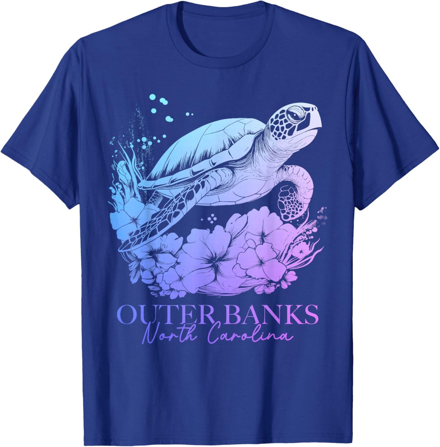 Outer Banks North Carolina Sea Turtle Surf Surfer T-Shirt - T-Shirt | Royal