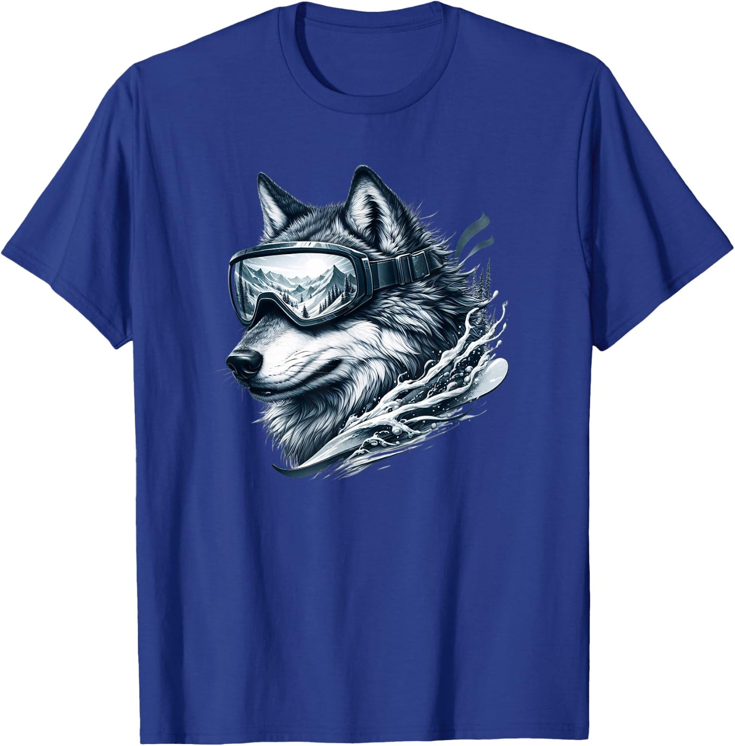 Wolf Wearing Ski Snowboard Goggles Wolf Skiing T-Shirt - T-Shirt | Royal