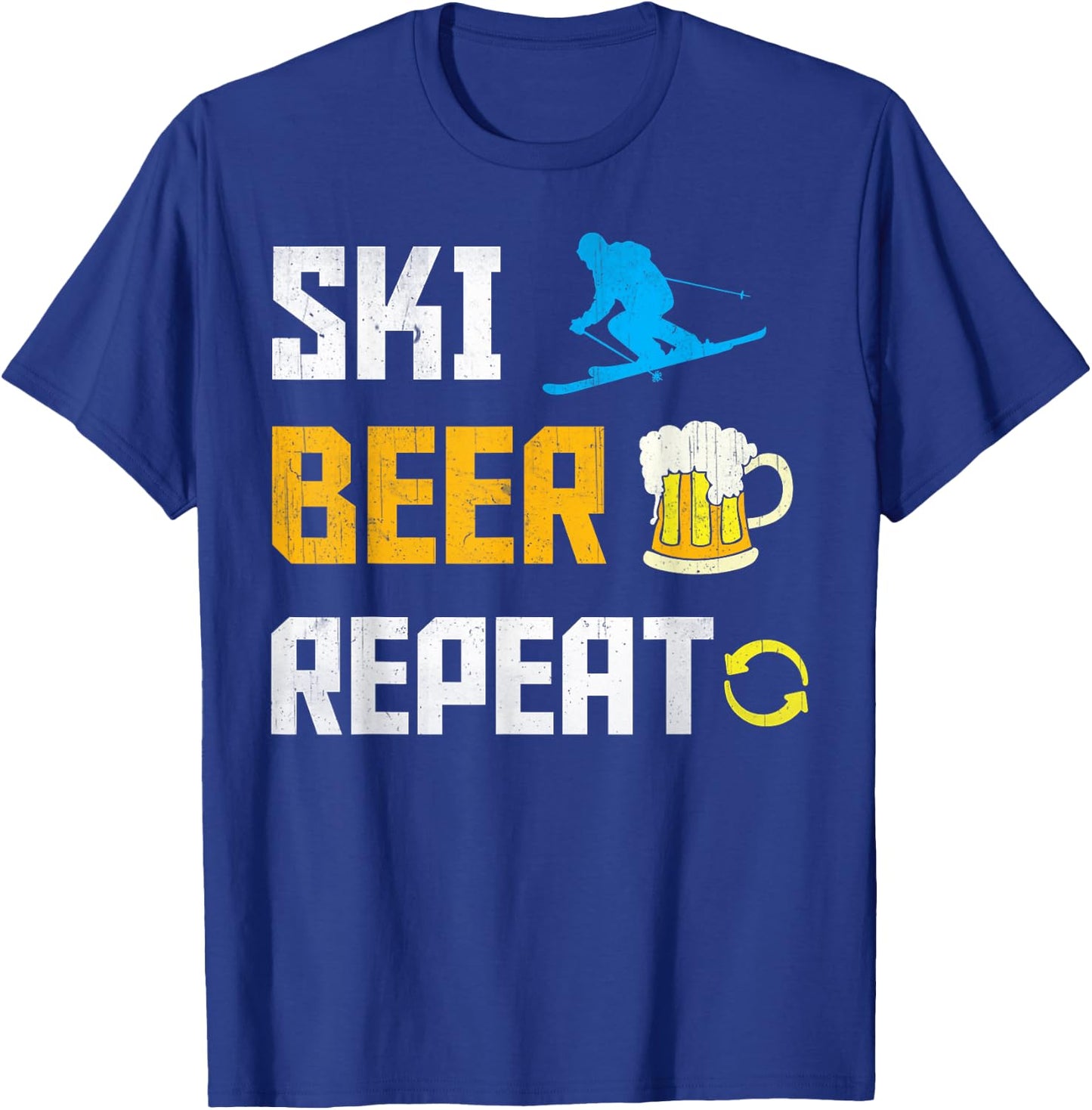 Funny Ski Beer Repeat Skiing & Skiers T-Shirt - T-Shirt | Royal
