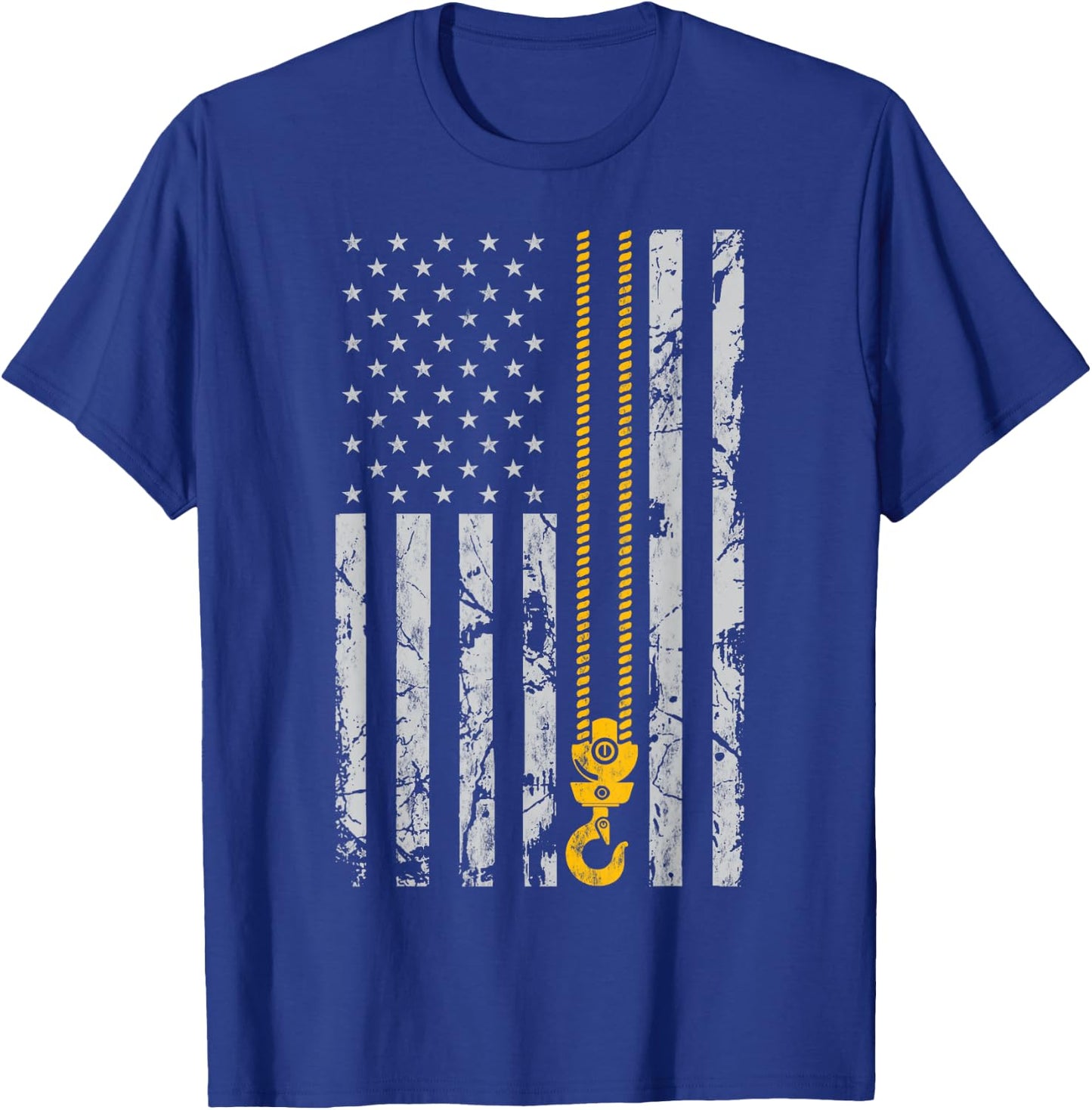 Lifting Hook Thin American Flag Crane Operator gift T-Shirt - T-Shirt | Royal