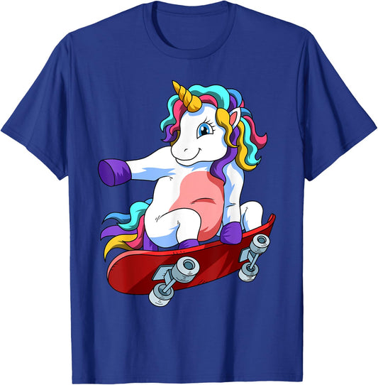 Skateboard Unicorn Lover Skateboarder Skateboarding Skate T-Shirt - T-Shirt | Royal