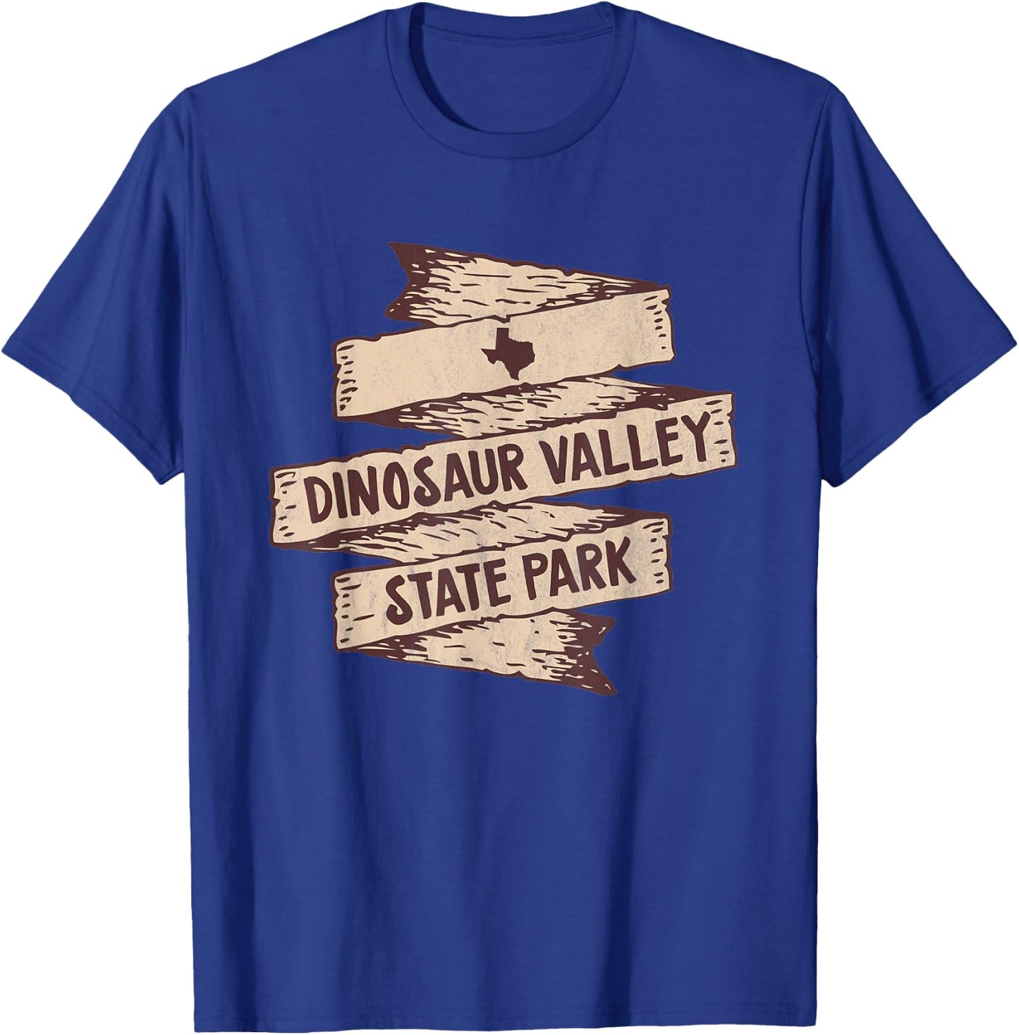 I Love Dinosaur Valley State Park Texas TX Wooden Sign T-Shirt - T-Shirt | Royal
