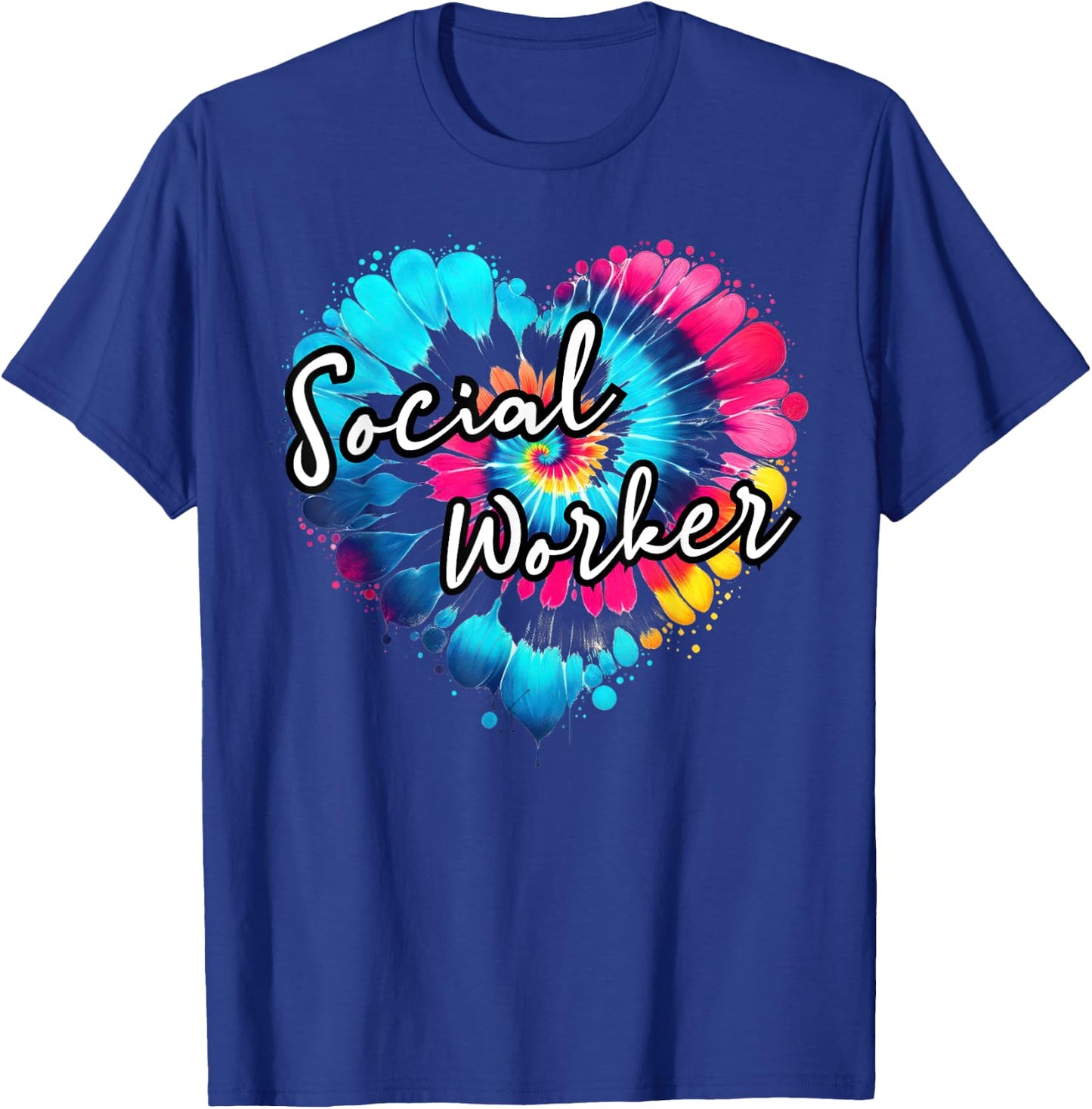Social Work Month Tie dye a heart Child Family Social Worker T-Shirt - T-Shirt | Royal
