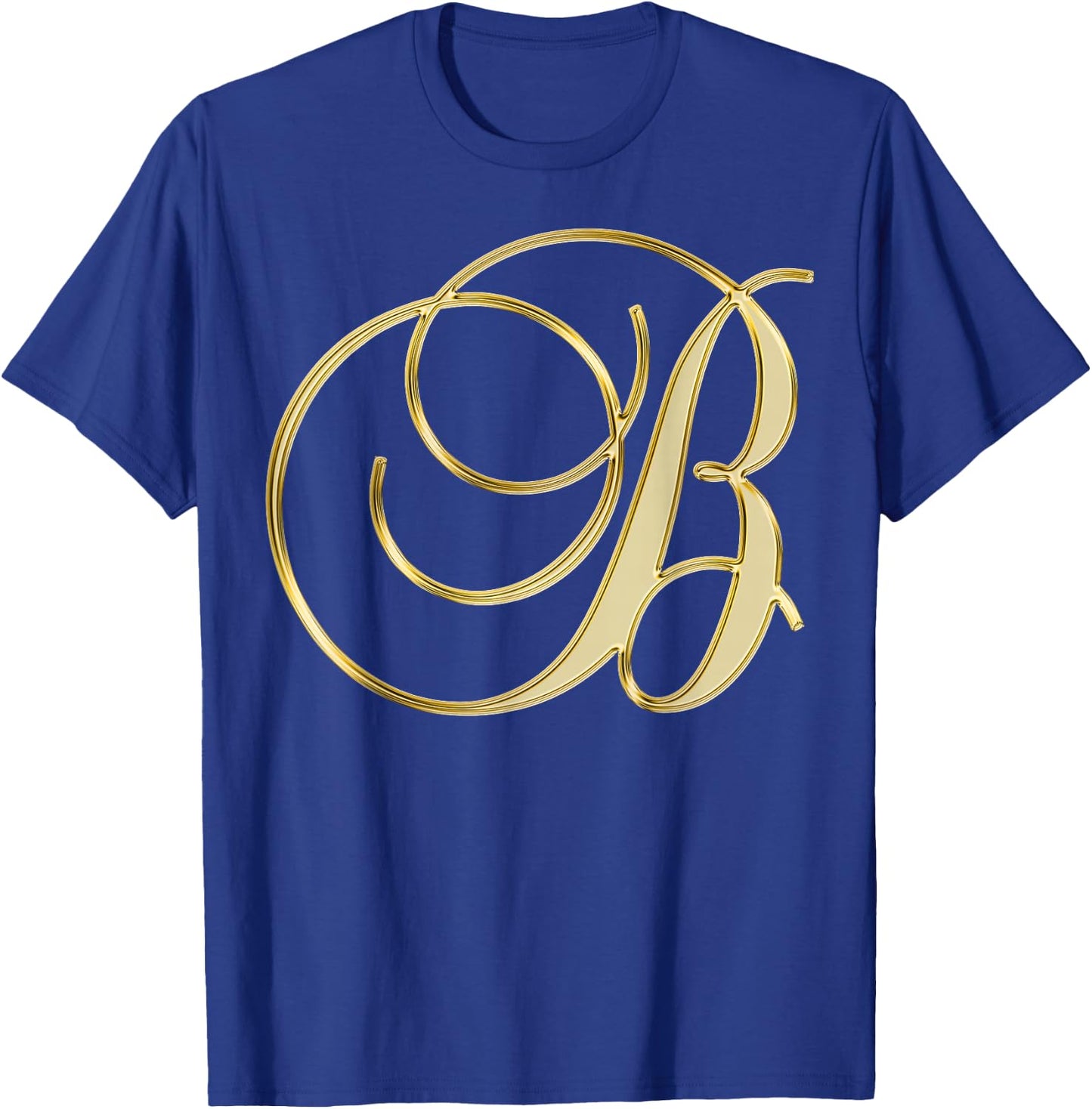 Monogram Initial Letter B Gold T-Shirt - T-Shirt | Royal