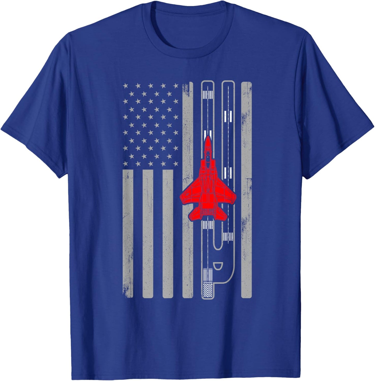 F-15 Eagle Fighter Jet Plane American Flag F15 T-Shirt - T-Shirt | Royal