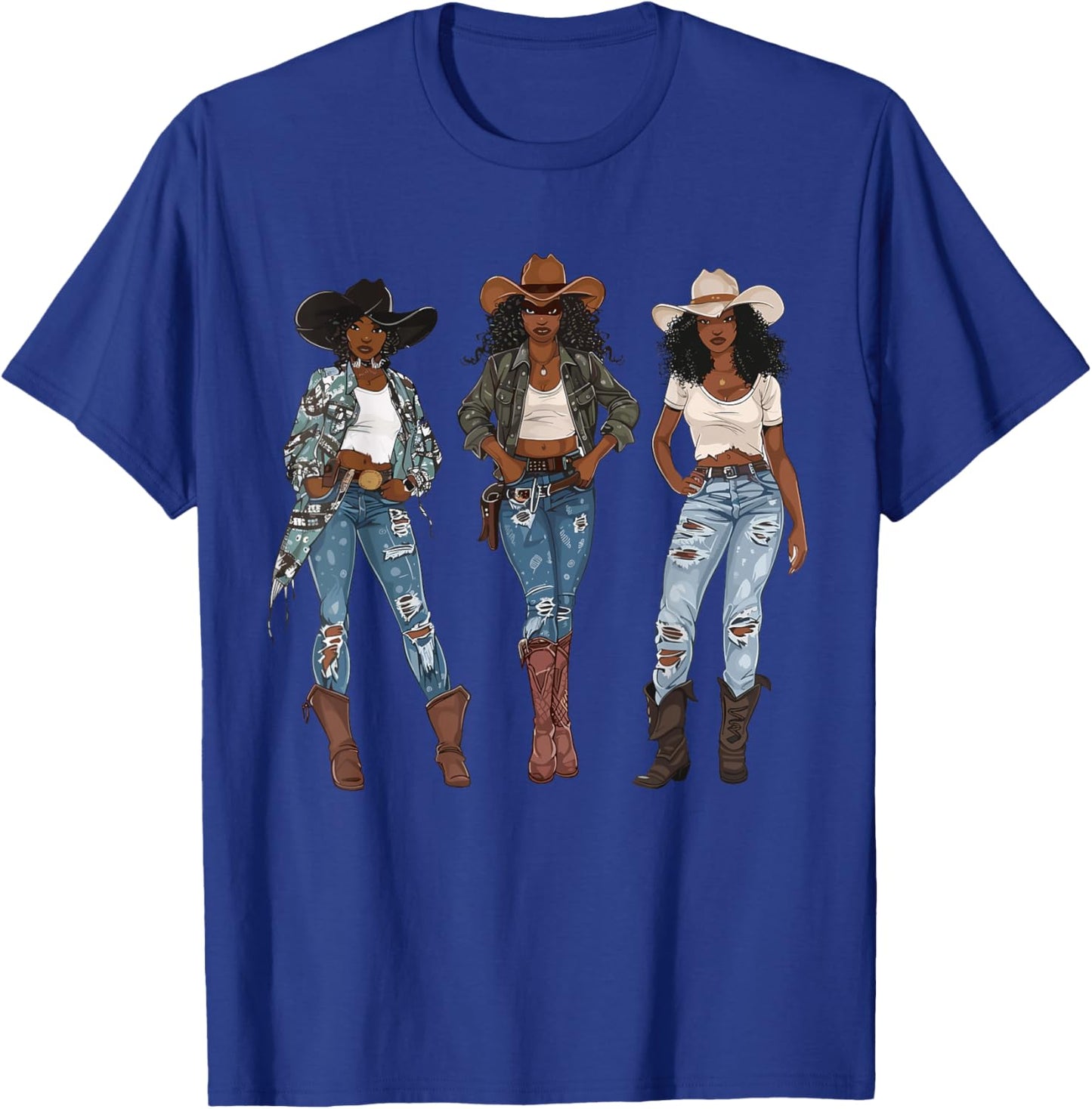 Black African American Cowgirl Western Country Texas Rodeo T-Shirt - T-Shirt | Royal