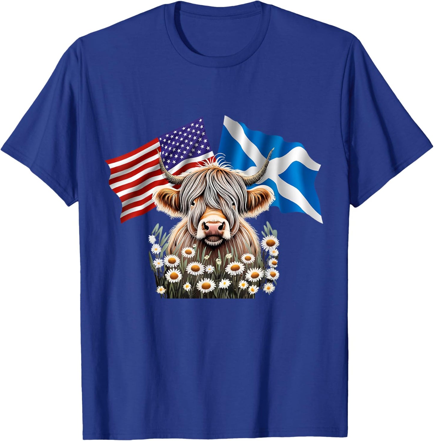 American with Scottish Roots Scotland American Highland Cow T-Shirt - T-Shirt | Royal