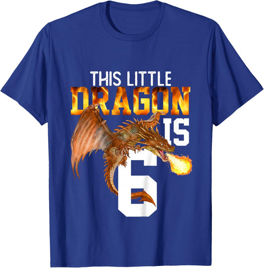 Turning 6 Year Old Birthday Gift Boy Dragon 6th Bday Girl T-Shirt - T-Shirt | Royal