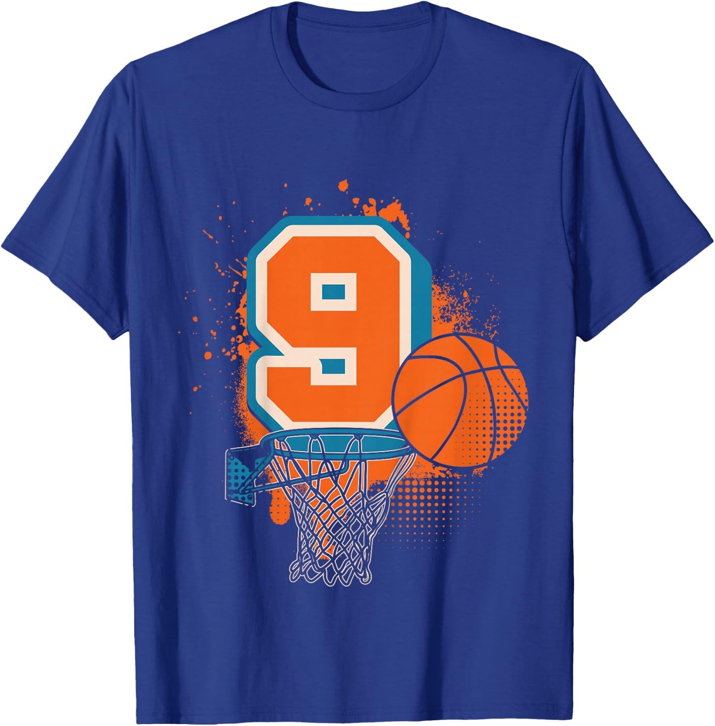 Kids 9th Birthday Boy Basketball Player Basketball 9 Years Old T-Shirt - T-Shirt | Royal