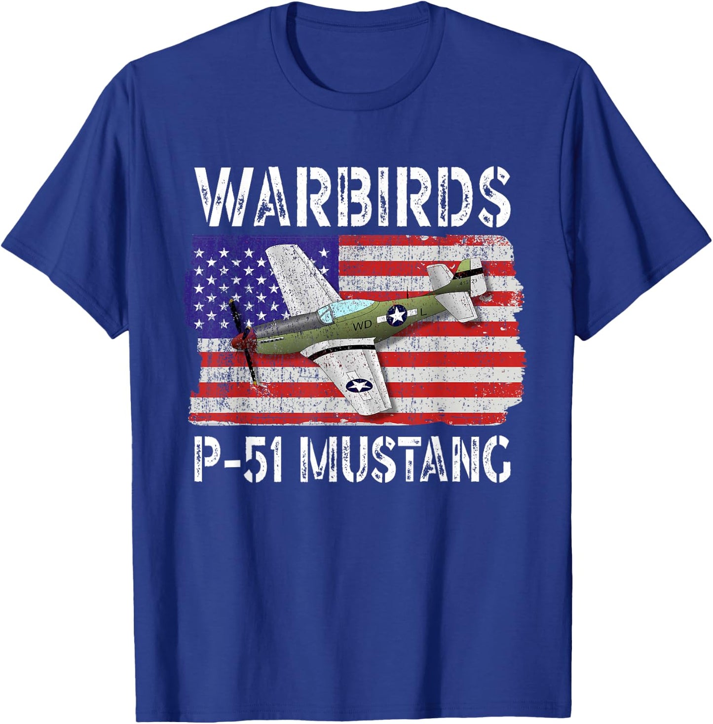 WW2 Warbird P51 Mustang American Airplane Boys Girls Kids T-Shirt - T-Shirt | Royal