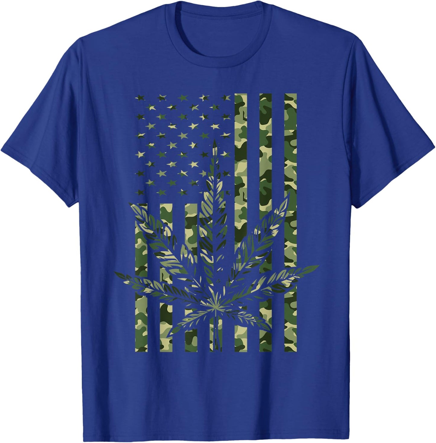 American Flag Camo Legalize Marijuana Patriotic Pot Lover T-Shirt - T-Shirt | Royal
