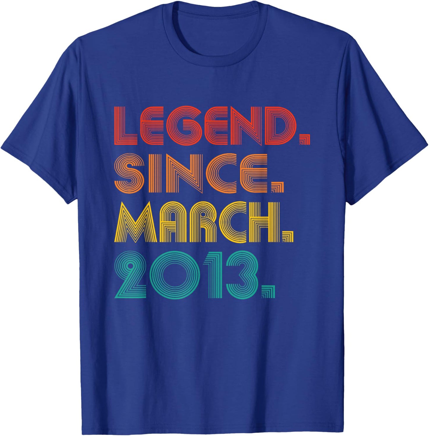 Legend Since March 2013 Men Women Vintage 2013 Birthday Idea T-Shirt - T-Shirt | Royal