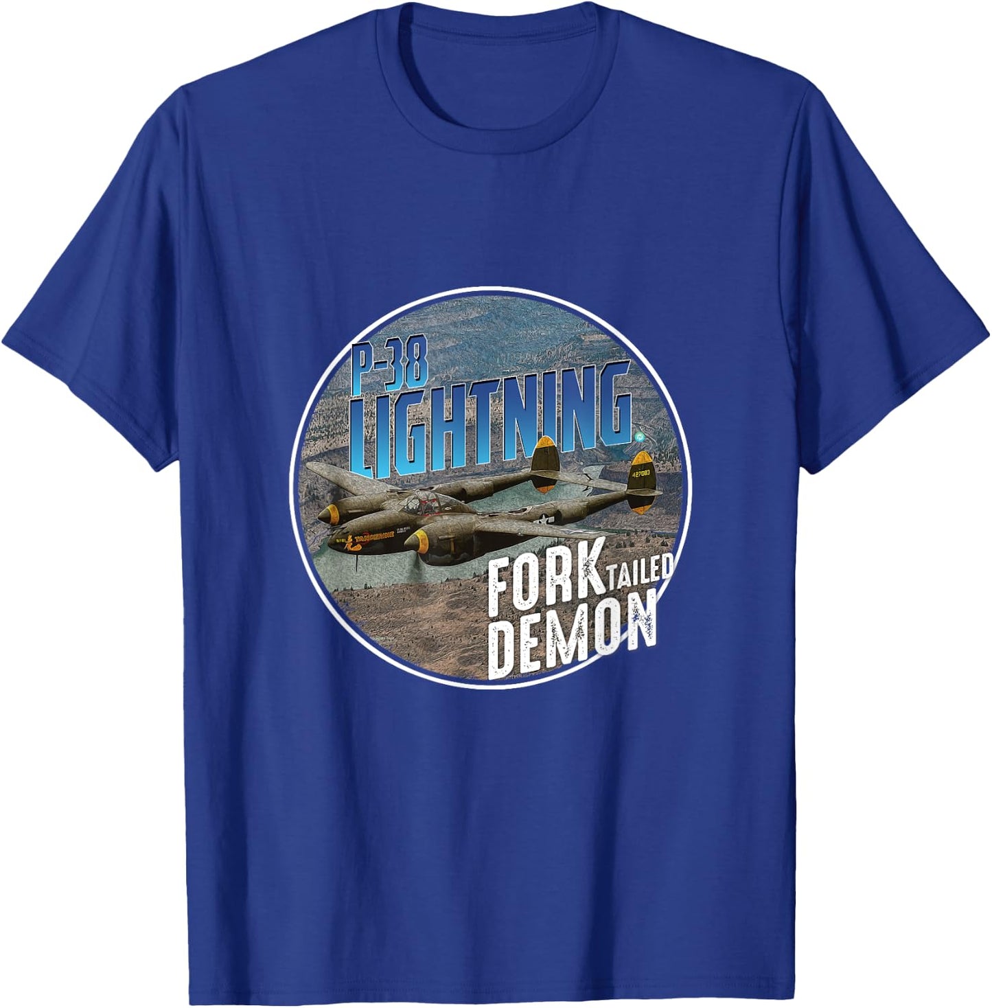 P-38 Lighting WW2 Plane Aircraft Aviation WW2 Airplane Gift T-Shirt - T-Shirt | Royal