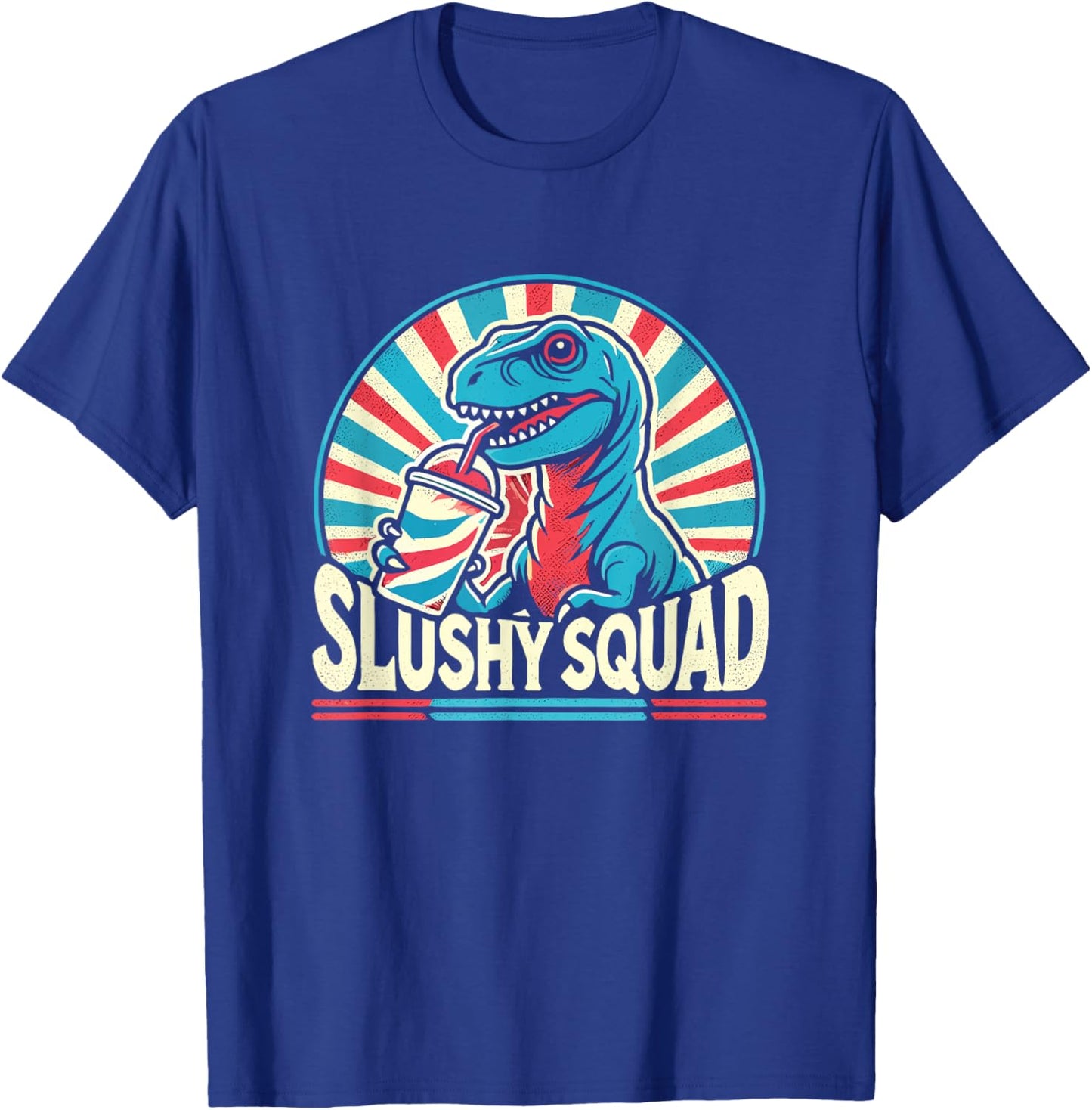 Slushy Squad T-Rex Retro Design T-Shirt - T-Shirt | Royal