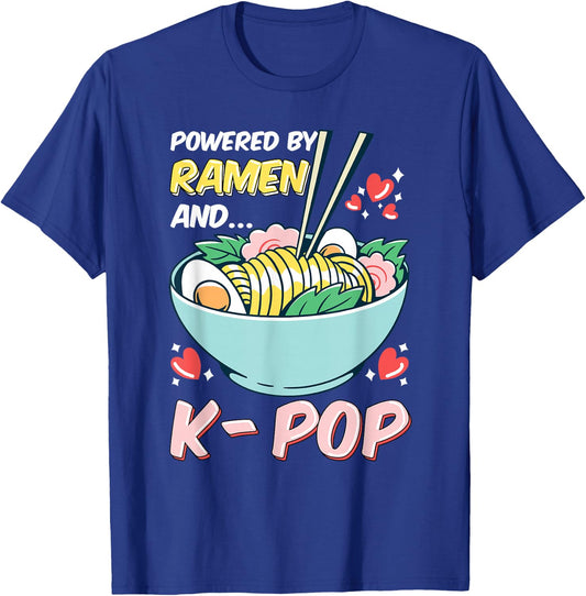 Powered By K-Pop and Ramen T-Shirt - T-Shirt | Royal