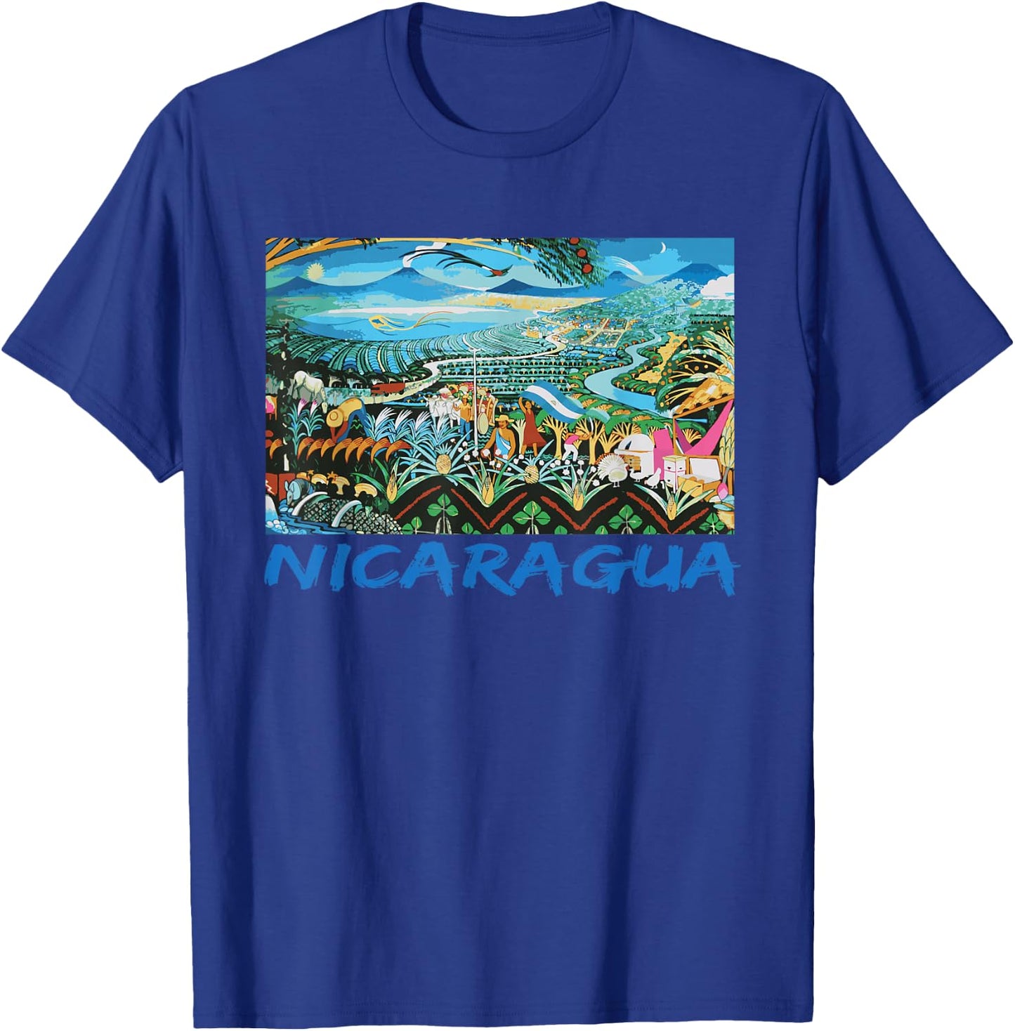 Nicaragua Artesania Central America Flag Art T-Shirt - T-Shirt | Royal