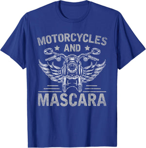 Motorcycles and Mascara Funny Women Gift Biker T-Shirt - T-Shirt | Royal