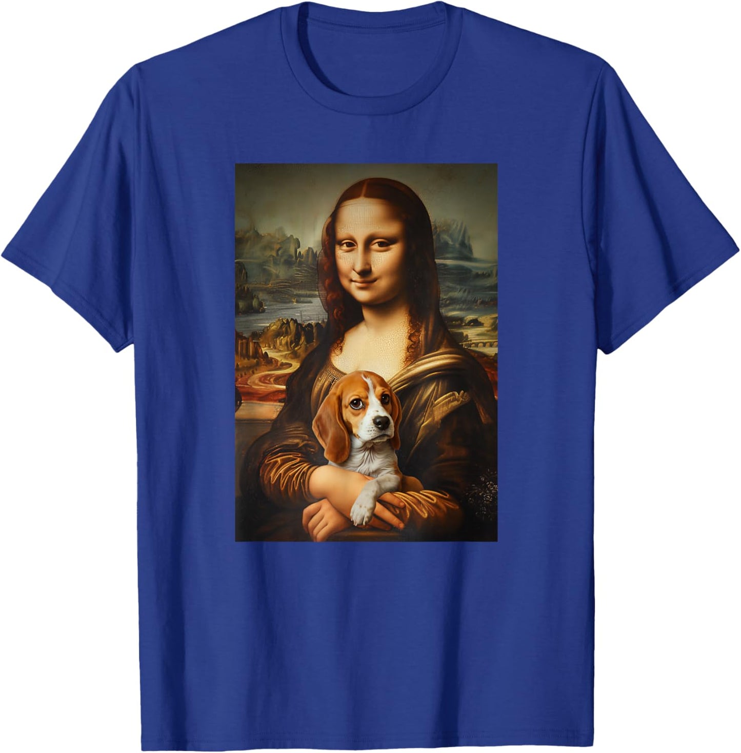 Beagle Mona Lisa Painting Art Dog Mom Dad T-Shirt - T-Shirt | Royal
