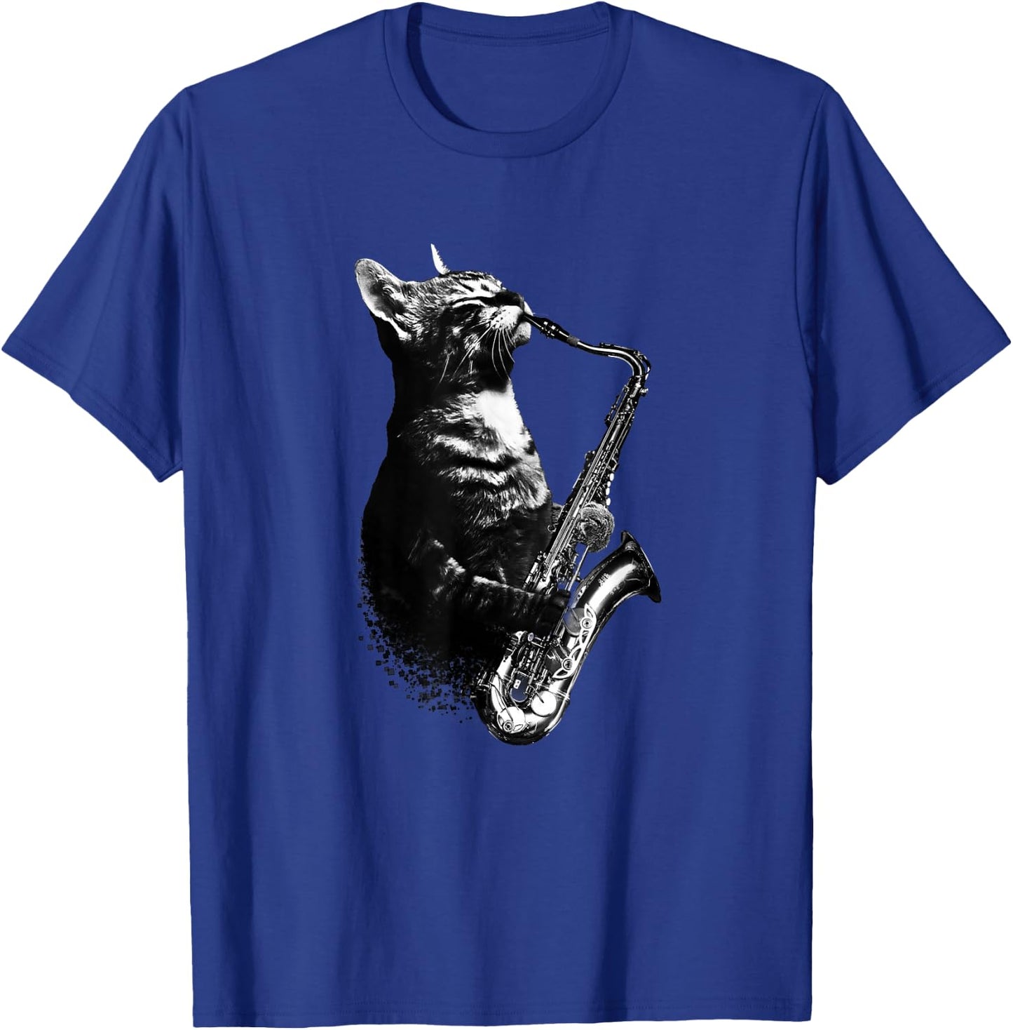 Cat Playing Saxophone Funny Cat Jazz Sax Music Saxophonist T-Shirt - T-Shirt | Royal