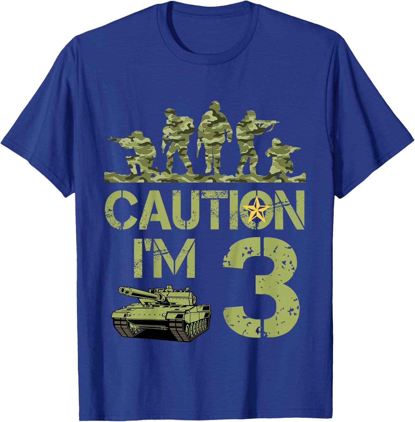 Kids 3rd Birthday Military I'm 3 Year Old Soldier Camo 3 Birthday T-Shirt - T-Shirt | Royal
