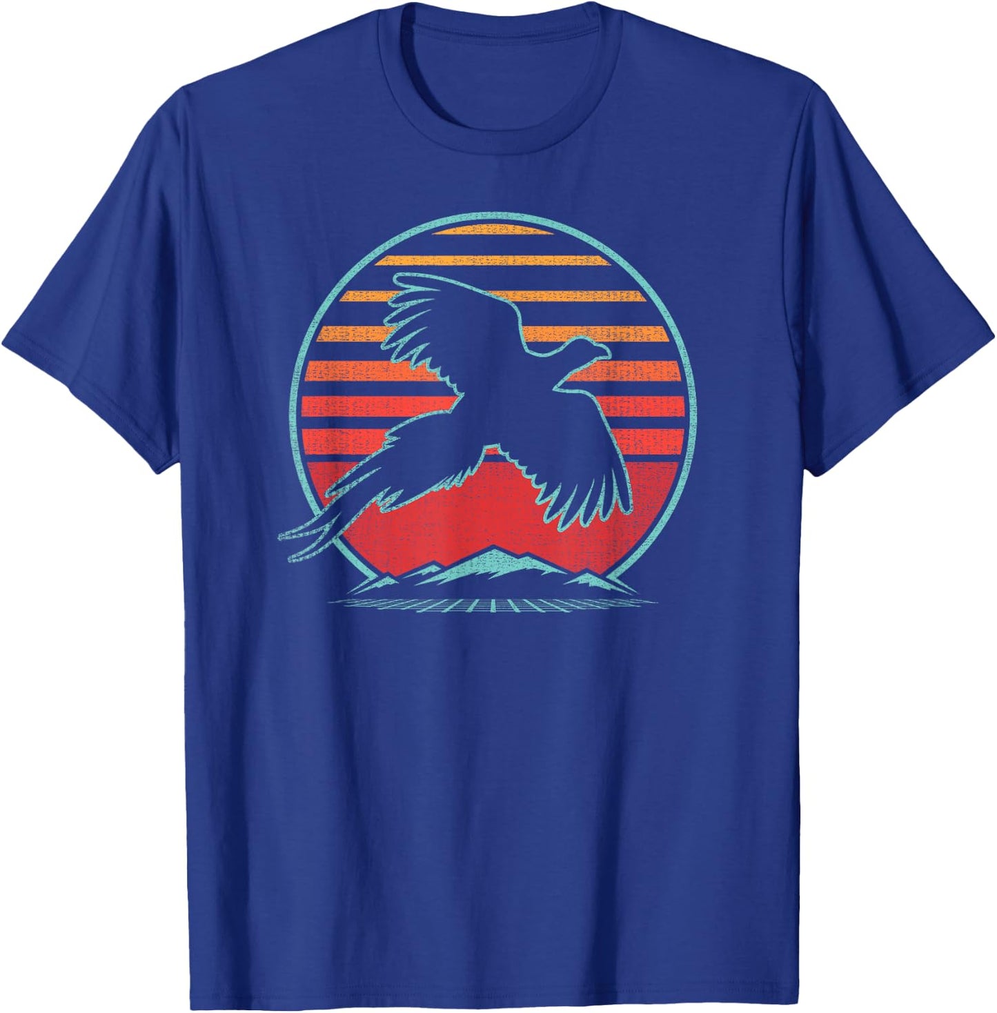 Pheasant Hunting Retro Vintage 80s Style Birding Gift T-Shirt - T-Shirt | Royal
