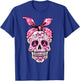 Sugar Skull Pink Ribbon Bandana Calavera Breast Cancer T-Shirt - T-Shirt | Royal