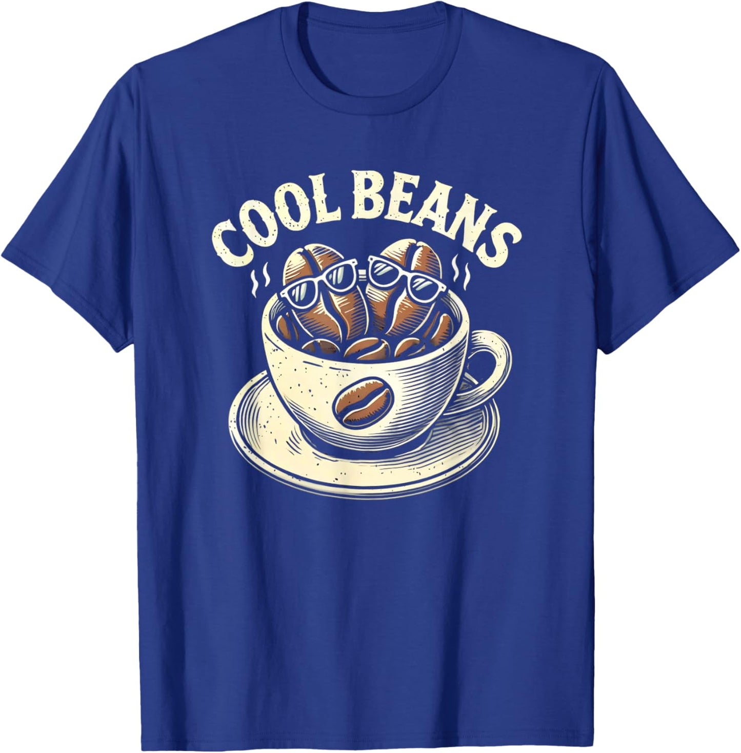 Cool Beans Coffee Caffeine Lover Retro Graphic Novelty T-Shirt - T-Shirt | Royal