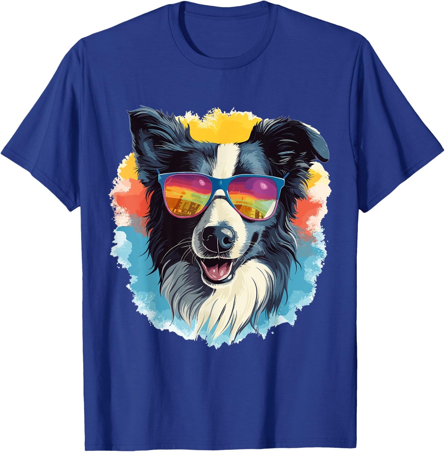 Border Collie Dog - Cute Graphic with Sunglasses Men Women Kids T-Shirt - T-Shirt | Royal