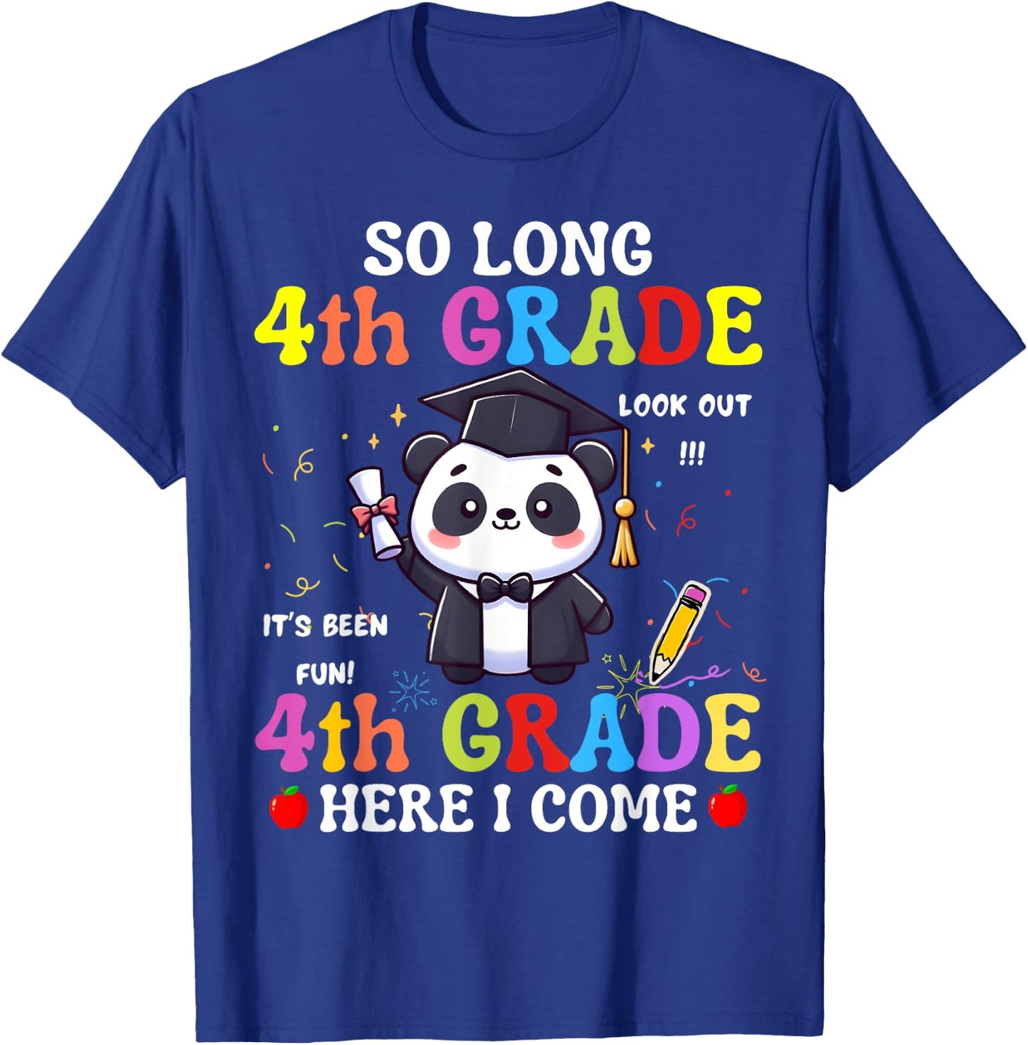 So Long 4th Grade 5th Grade Here I Come Panda Graduation T-Shirt - T-Shirt | Royal
